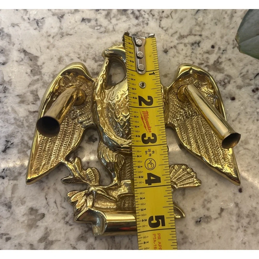 Vintage Solid Brass Eagle Pen Holder Desk American Patriotic Spread Wing